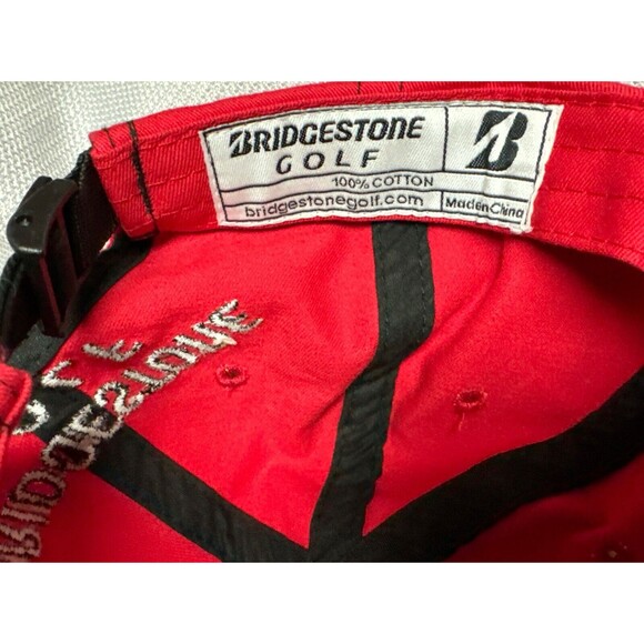 Bridgestone Golf Adjustable Hat Red With Black Stitching - Picture 5 of 6
